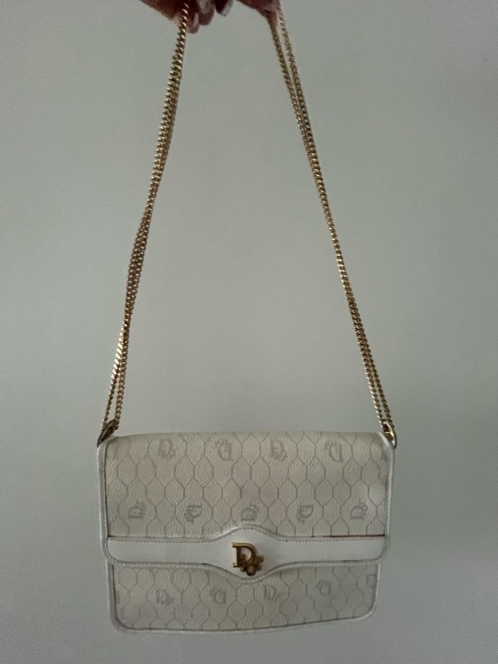 Vintage Christian Dior Purse in White and Gold